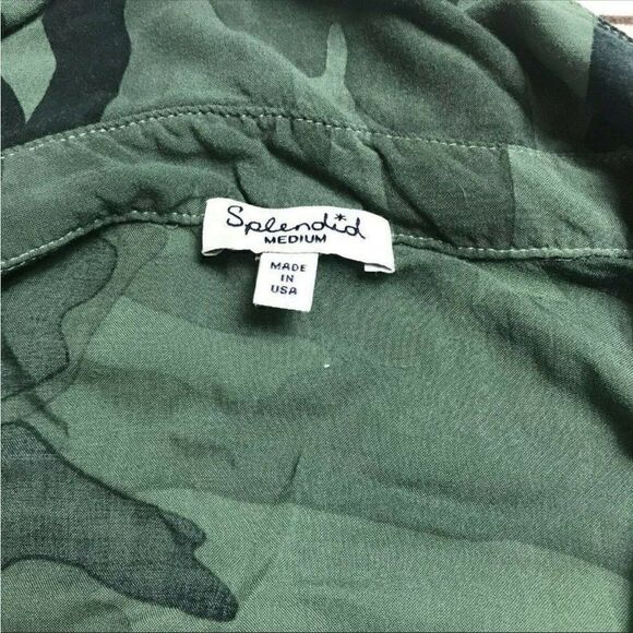 Splendid Women's Camo Print Long Sleeve Blouse Top - Picture 4 of 7